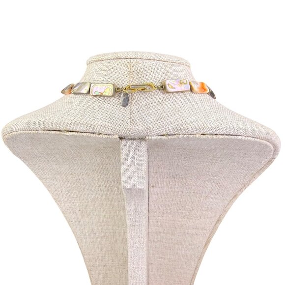 Les Bernard Womens Mother-Of-Pearl Gold-Tone Statement Necklace - Picture 2 of 5